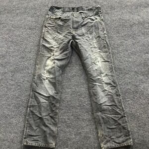 Hype Jeans Mens Size 32x32 Gray Distressed Straight Leg Flap Pocket Denim